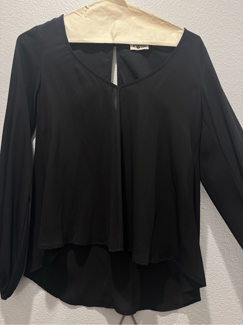 Show Me Your MuMu Black Layered V-Neck Long-Sleeve Blouse